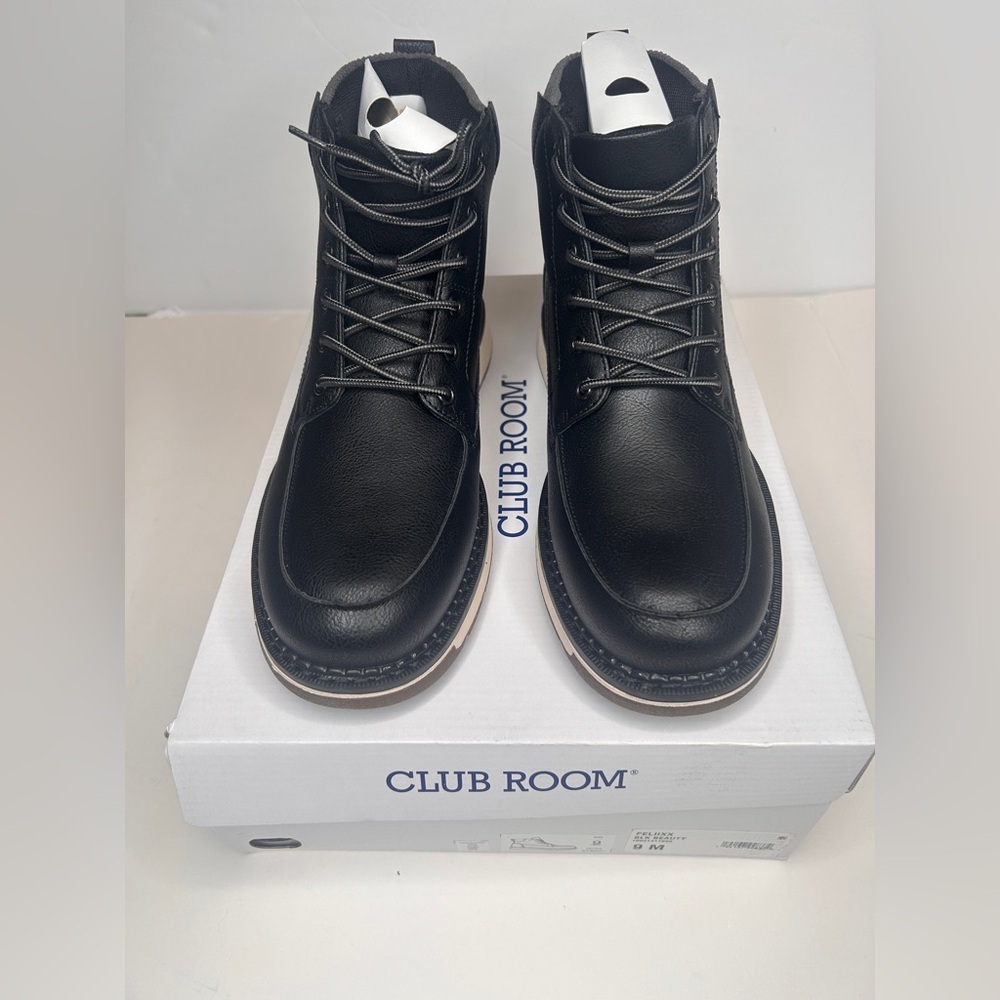 NEW Club Room Men’s Feliixx Lace Up Blk Beauty Boots Sz 9M